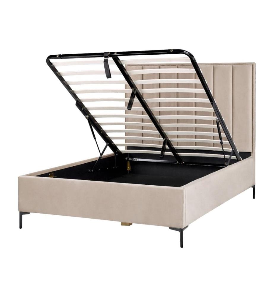 Lit ottoman Velours SEZANNE 140 x 200 cm Taupe