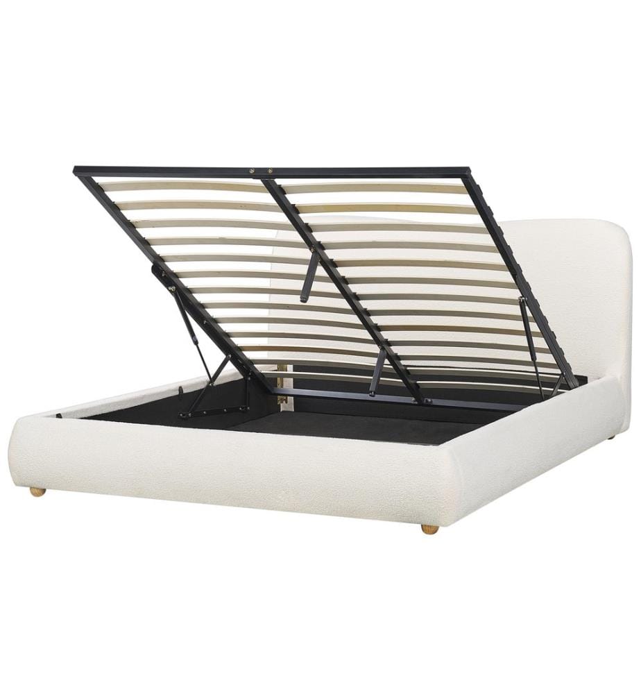 Lit ottoman Bouclé BLAGNAC 160 x 200 cm Blanc cassé
