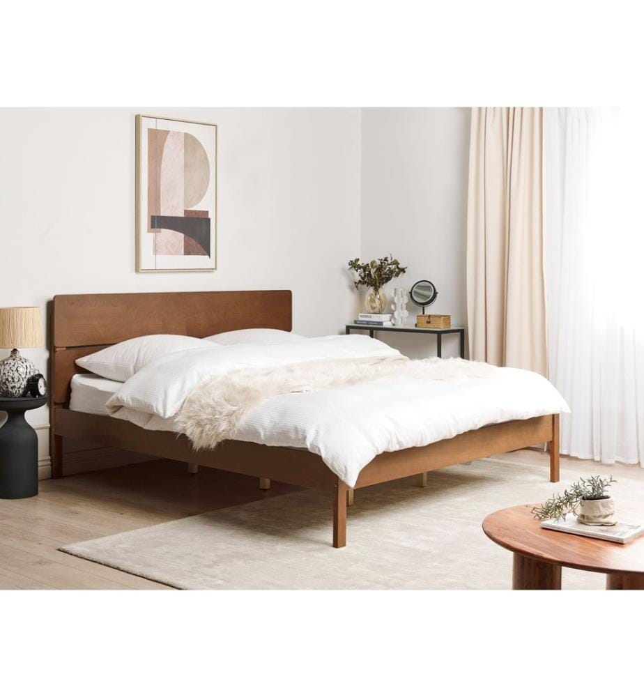 Lit avec sommier Bois BOISSET 180 x 200 cm Marron foncé