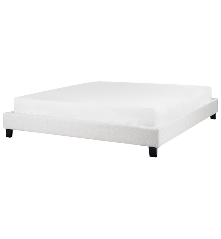Lit sans tête de lit Tissu ROANNE 180 x 200 cm Gris clair