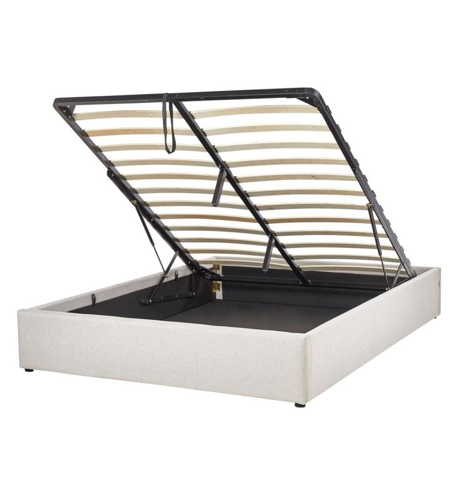 Ottoman Bed without Headboard Fabric DINAN 140 x 200 cm (EU Double) Light Beige