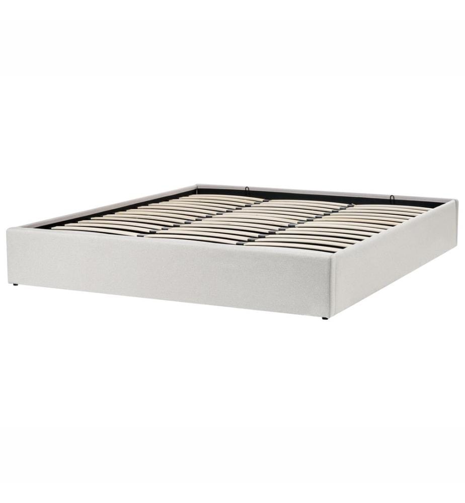 Ottoman Bed without Headboard Fabric DINAN 180 x 200 cm (EU Super King) Light Beige