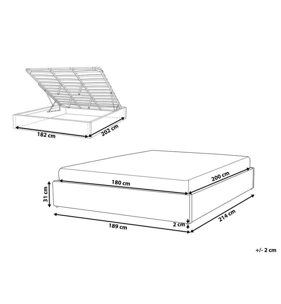Letto con ottomano senza testata Bouclé DINAN 180 x 200 cm Bianco sporco