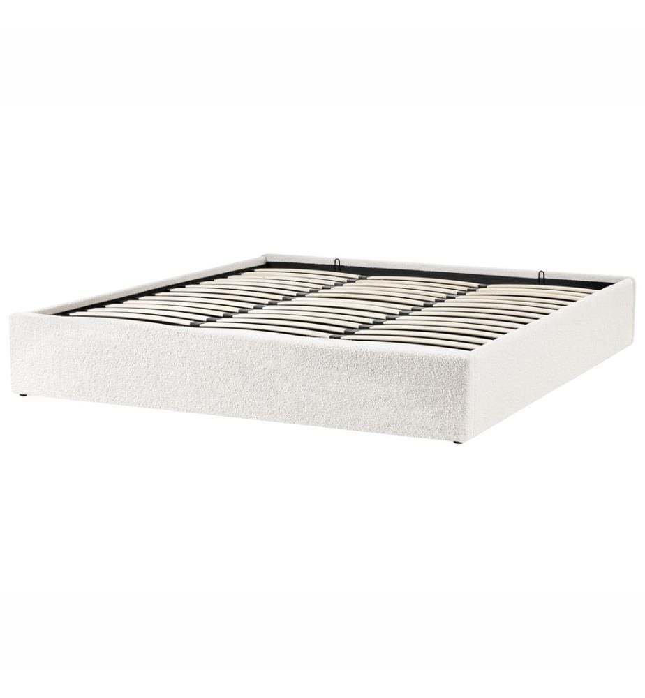 Letto con ottomano senza testata Bouclé DINAN 180 x 200 cm Bianco sporco