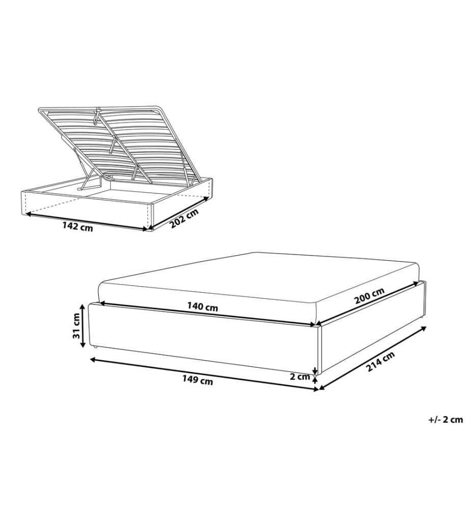 Ottoman Bed without Headboard Fabric DINAN 140 x 200 cm (EU Double) Light Grey