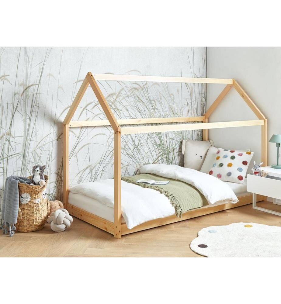 Lit d'enfant Maison Bois de pin TOSSE 90 x 200 cm Marron clair