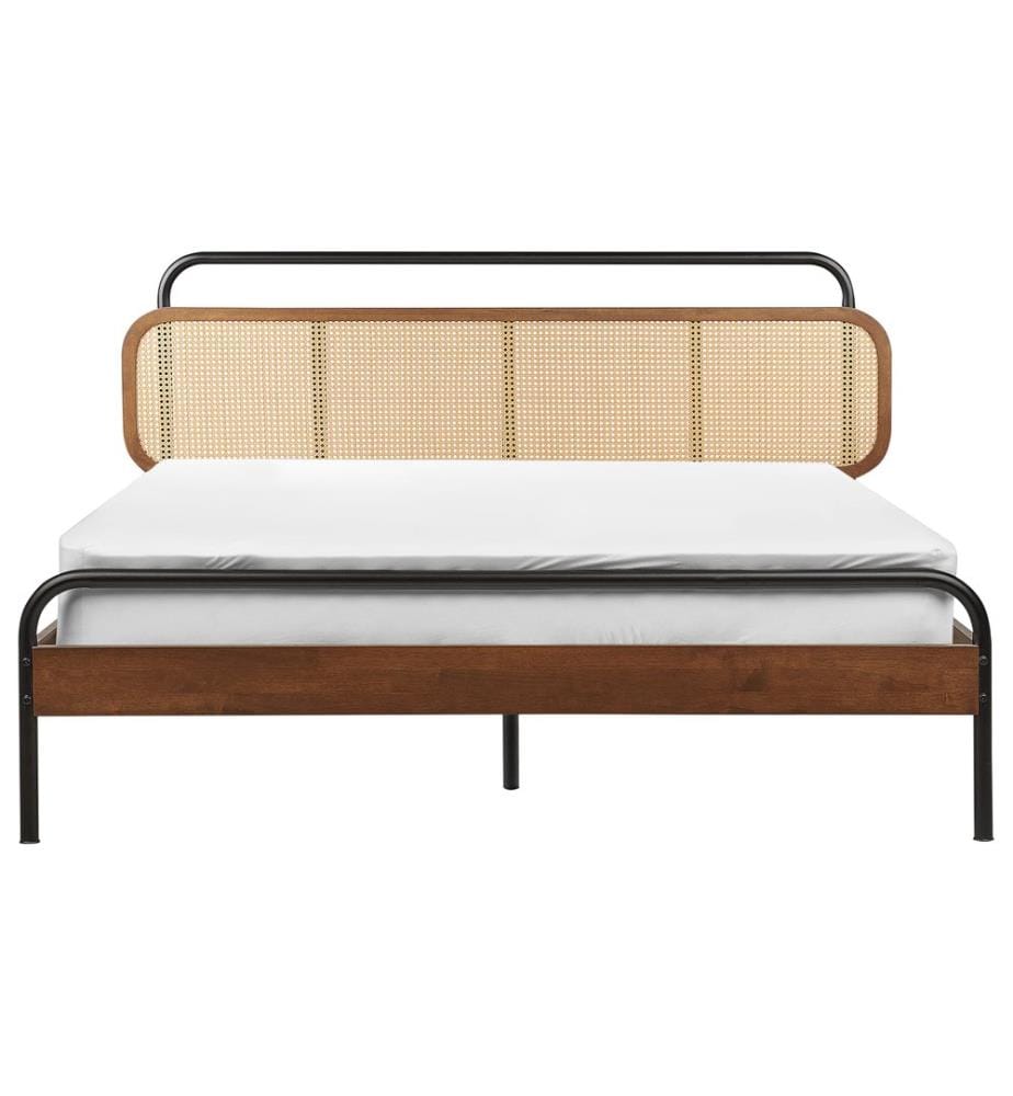 Lit avec sommier Rotin BOUSSICOURT 160 x 200 cm Marron foncé