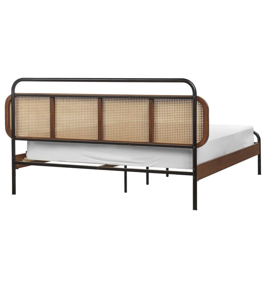 Lit avec sommier Rotin BOUSSICOURT 160 x 200 cm Marron foncé