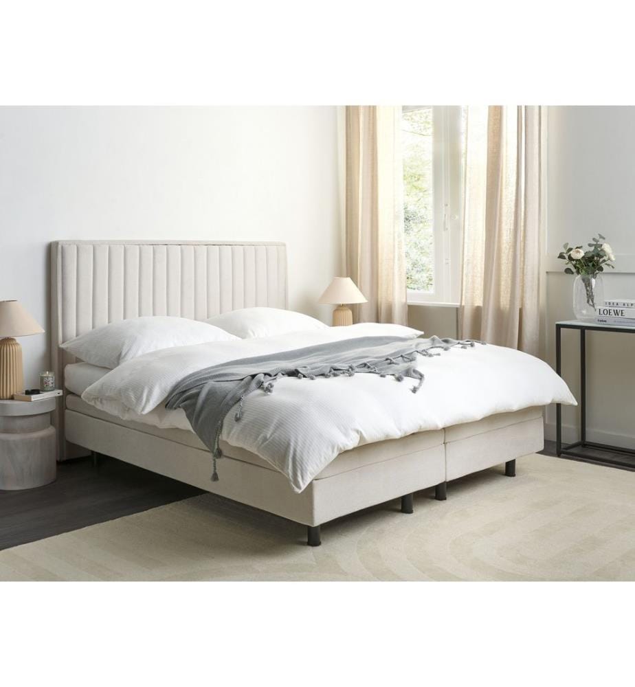 Lit réglable Tissu CASTELLAN 160 x 200 cm Beige clair