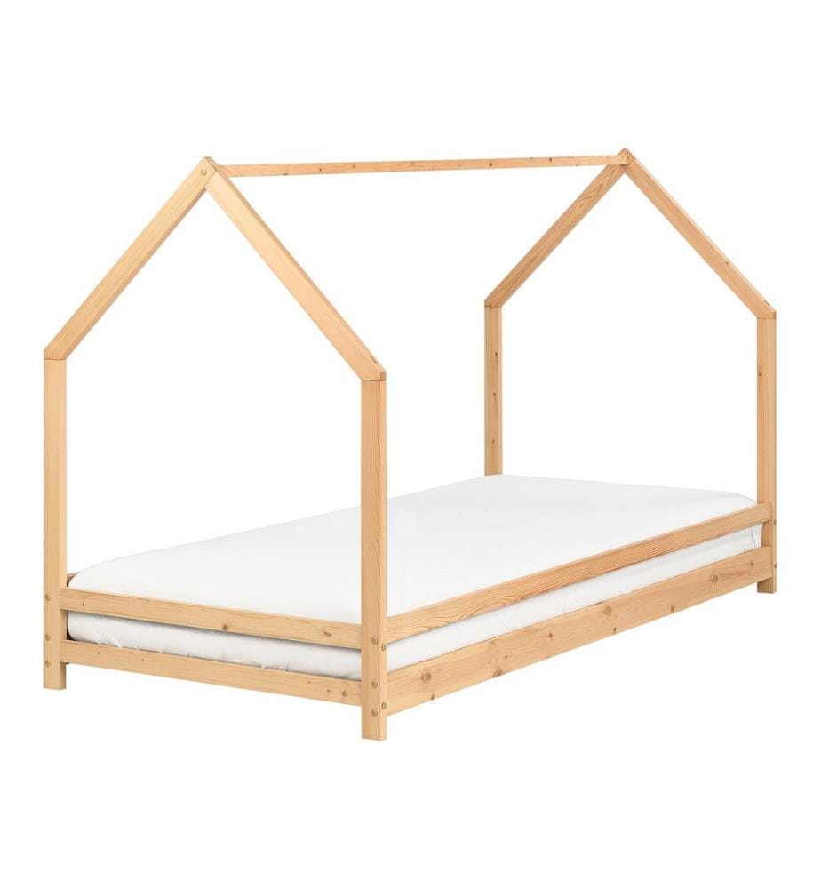 Lit d'enfant Maison Bois de pin APPY 90 x 200 cm Marron clair