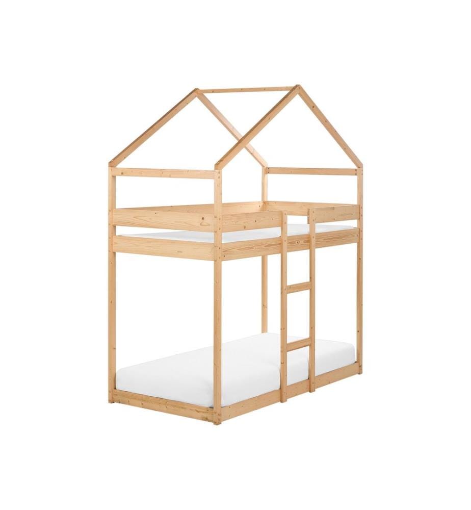 Lit superposé Maison Bois de pin LABATUT 90 x 200 cm Marron clair