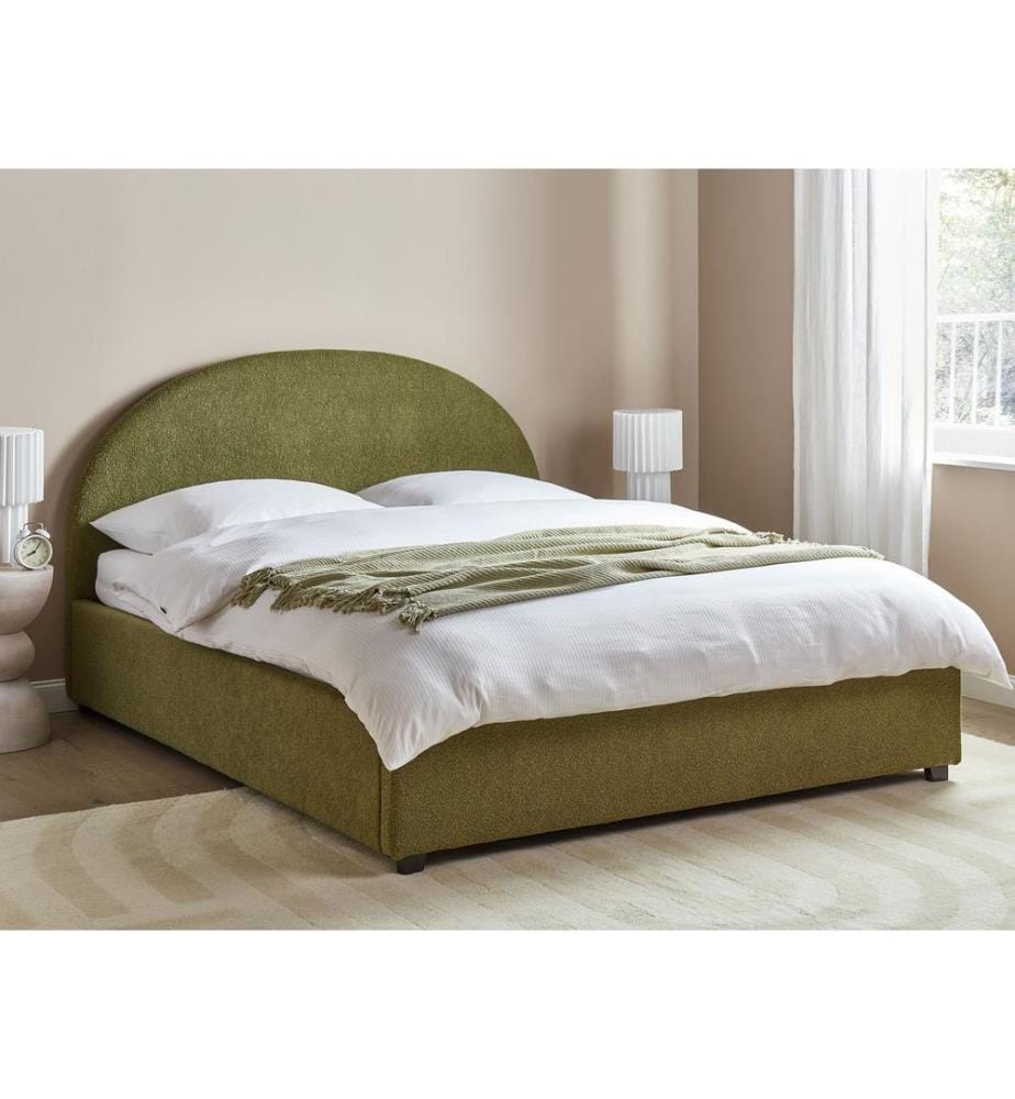 Lit ottoman Bouclé VAUCLUSE 160 x 200 cm Vert clair