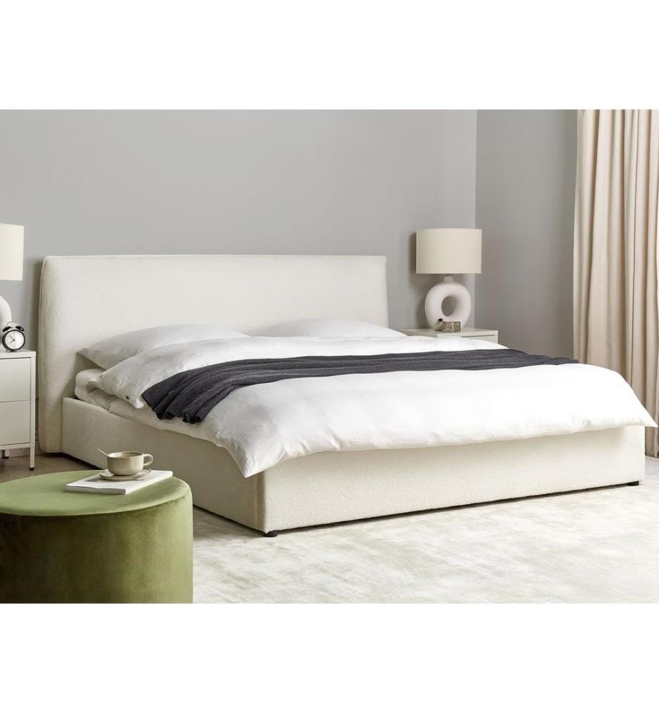 Lit ottoman Bouclé LAVAUR 180 x 200 cm Blanc cassé