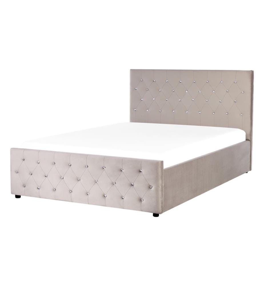 Lit ottoman Velours AMIENS 140 x 200 cm Taupe