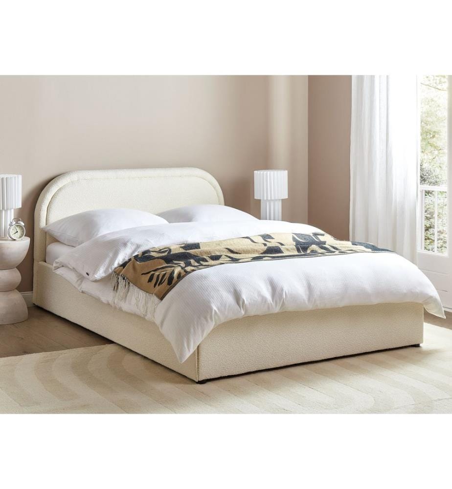 Lit ottoman Bouclé QUILLIEN 140 x 200 cm Beige clair