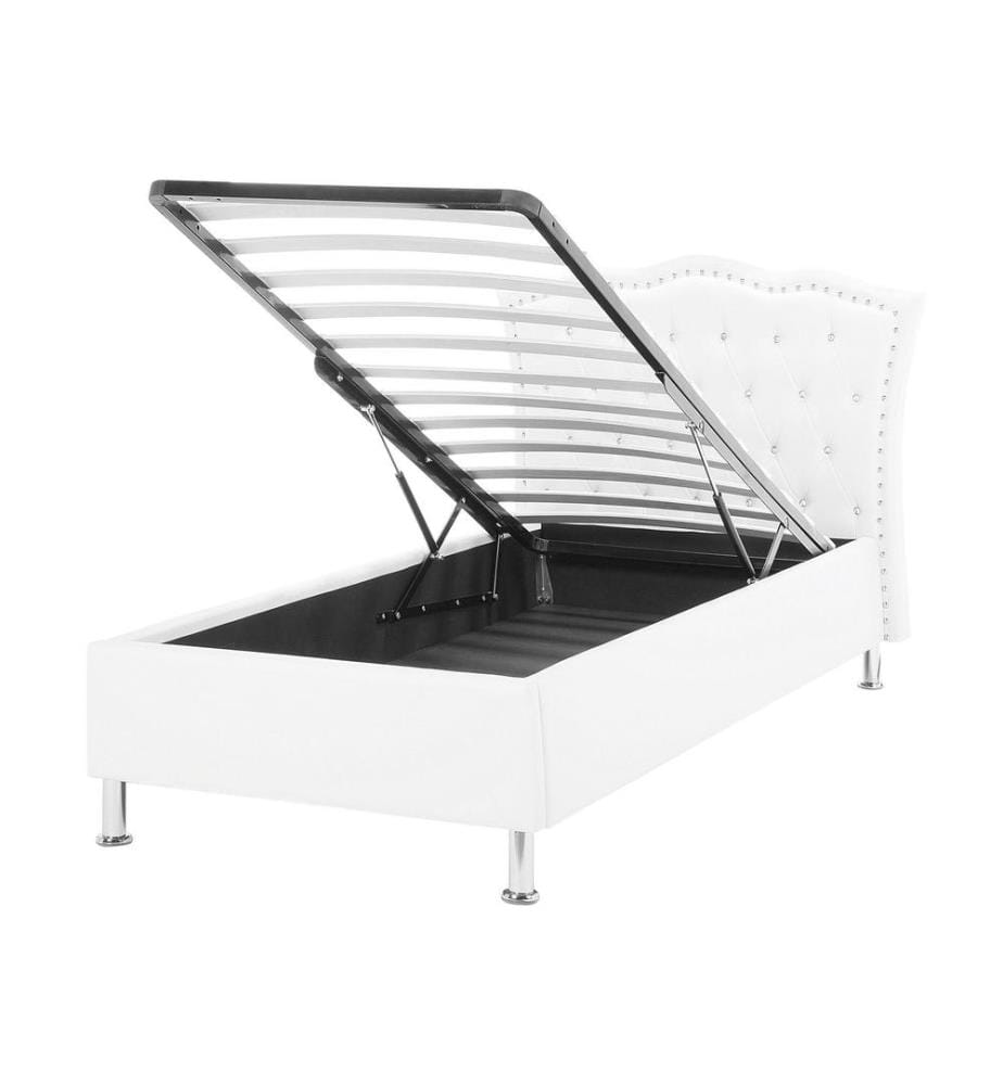 Lit ottoman Cuir PU METZ 90 x 200 cm Blanc