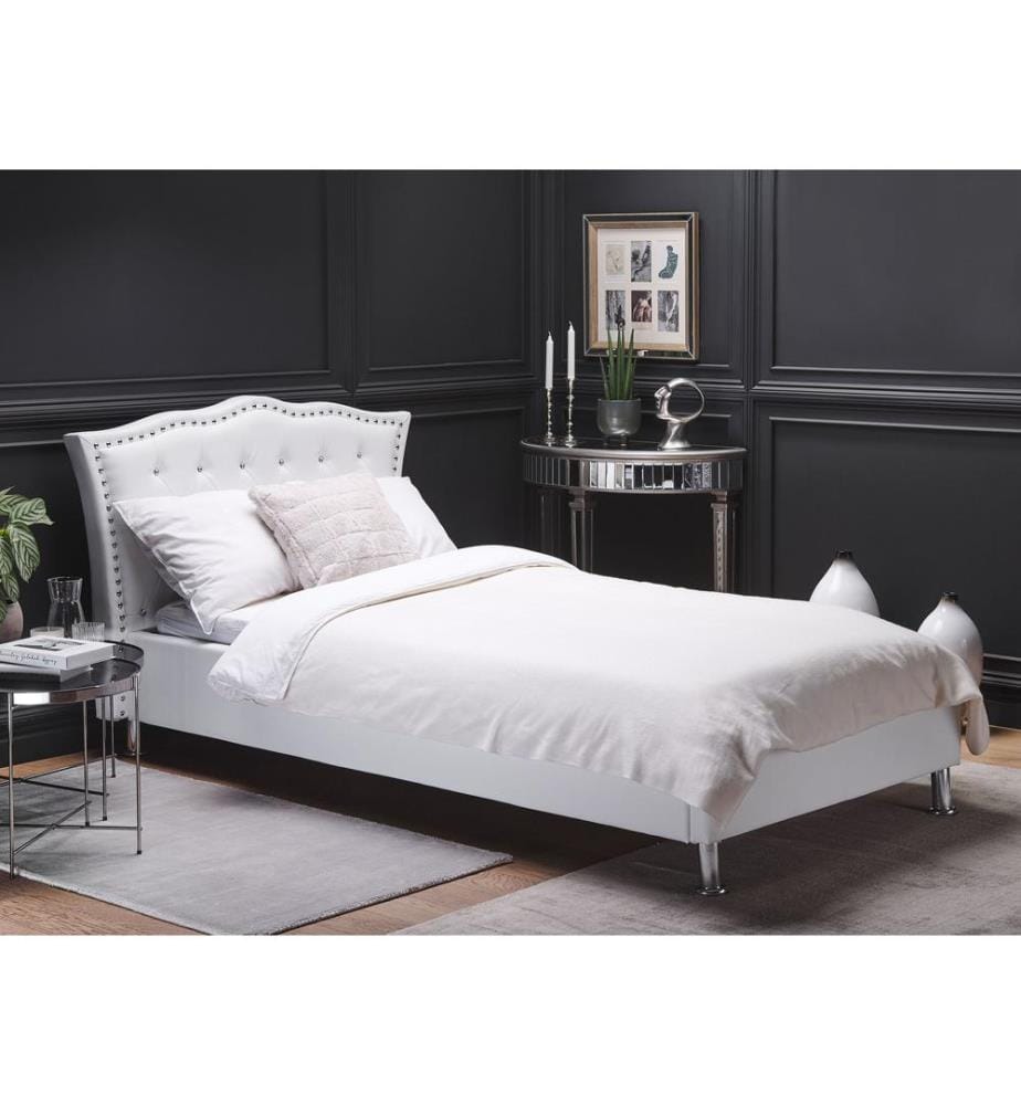 Lit ottoman Cuir PU METZ 90 x 200 cm Blanc