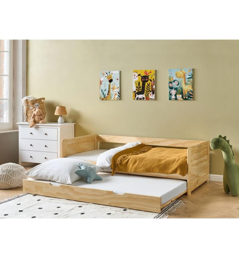 Lit gigogne Bois de pin GRAVELINES 90 x 200 cm Marron clair