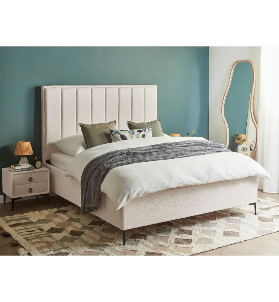 Ensemble de chambre Bouclé SEZANNE 160 x 200 cm Blanc cassé