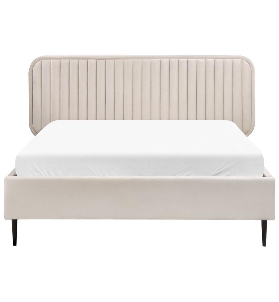 Lit avec sommier Velours BRIN 140 x 200 cm Beige