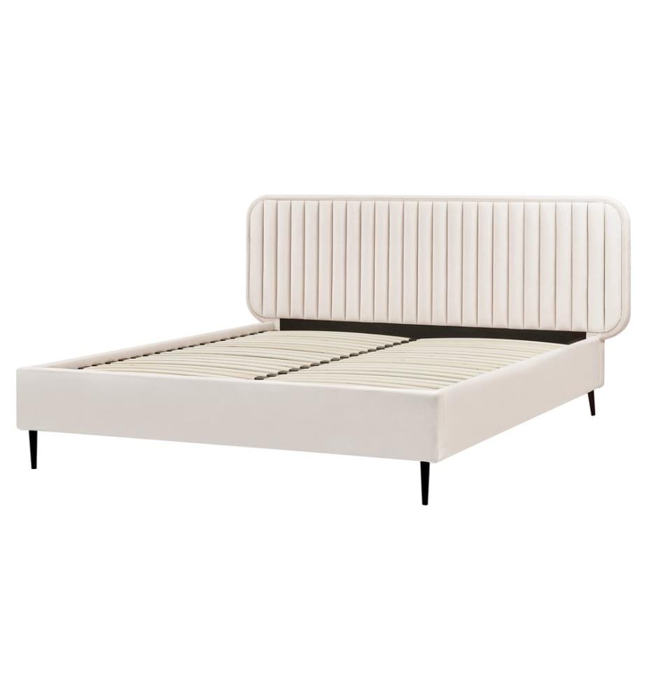 Lit avec sommier Velours BRIN 160 x 200 cm Beige