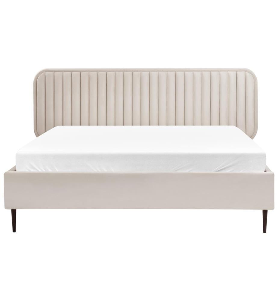 Lit avec sommier Velours BRIN 160 x 200 cm Beige