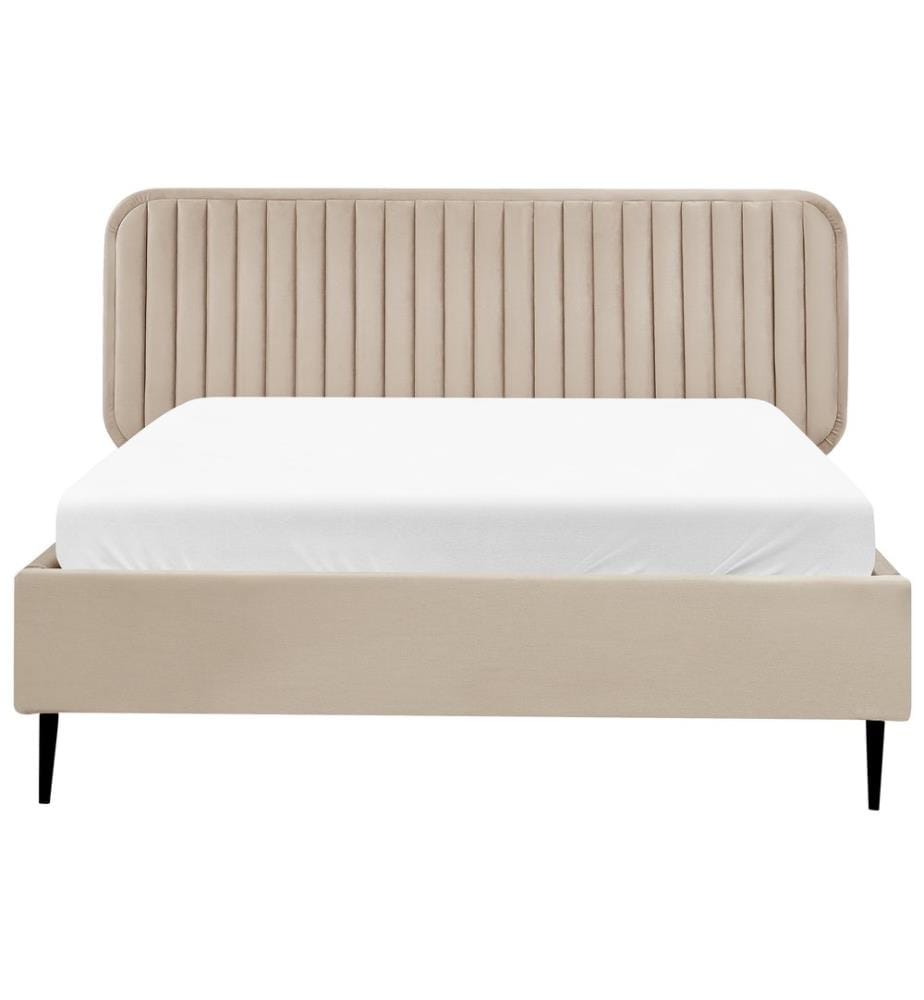 Lit avec sommier Velours BRIN 140 x 200 cm Taupe