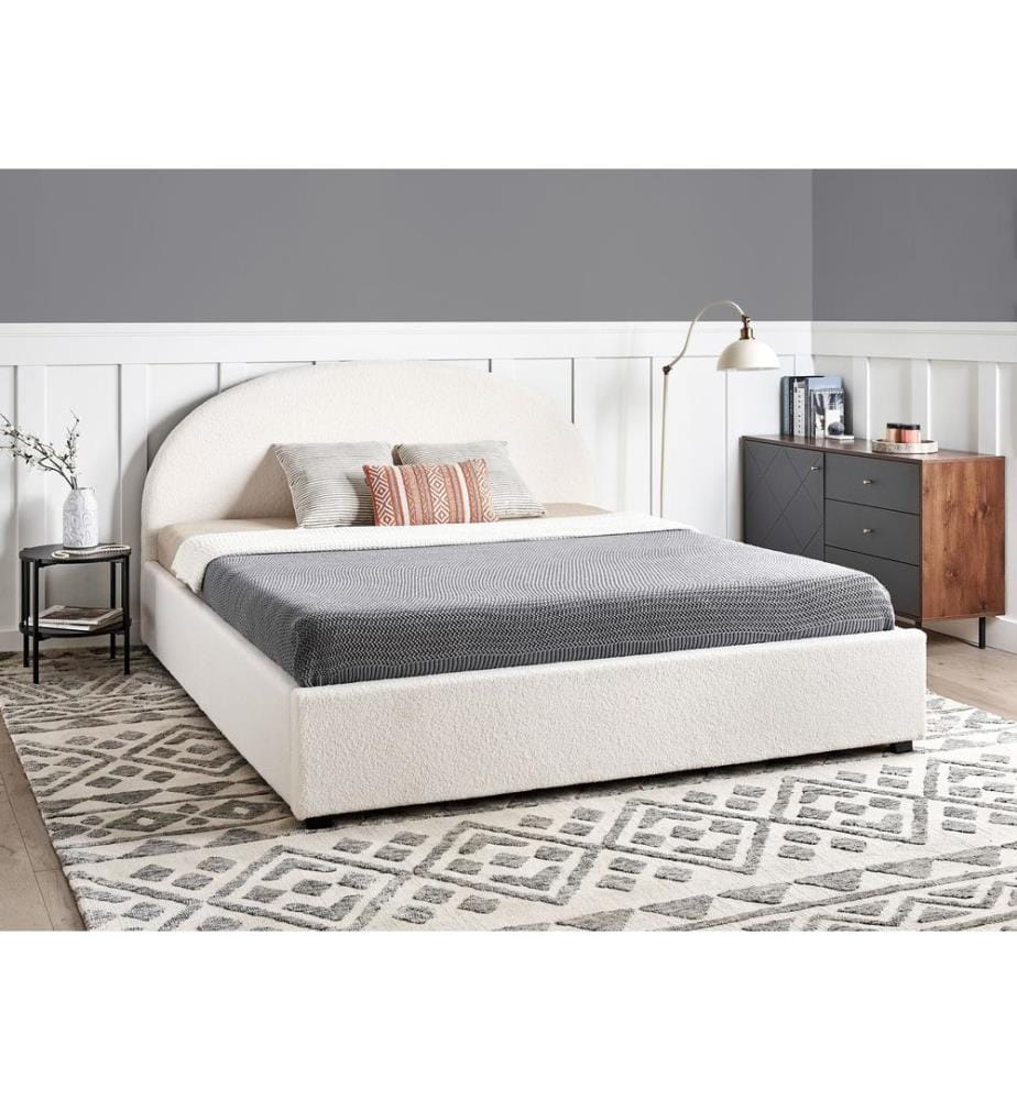 Lit ottoman Bouclé VAUCLUSE 180 x 200 cm Blanc cassé