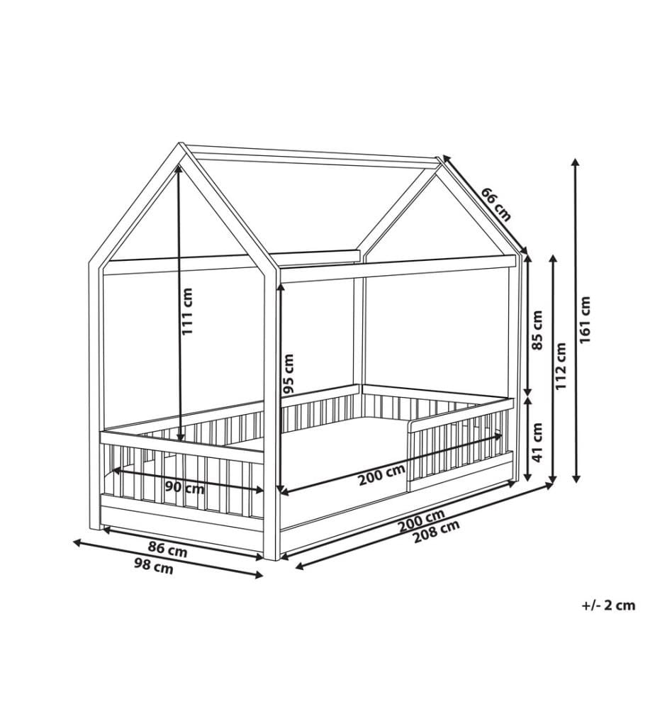 Lit d'enfant Maison Bois de pin COSSAYE 90 x 200 cm Blanc