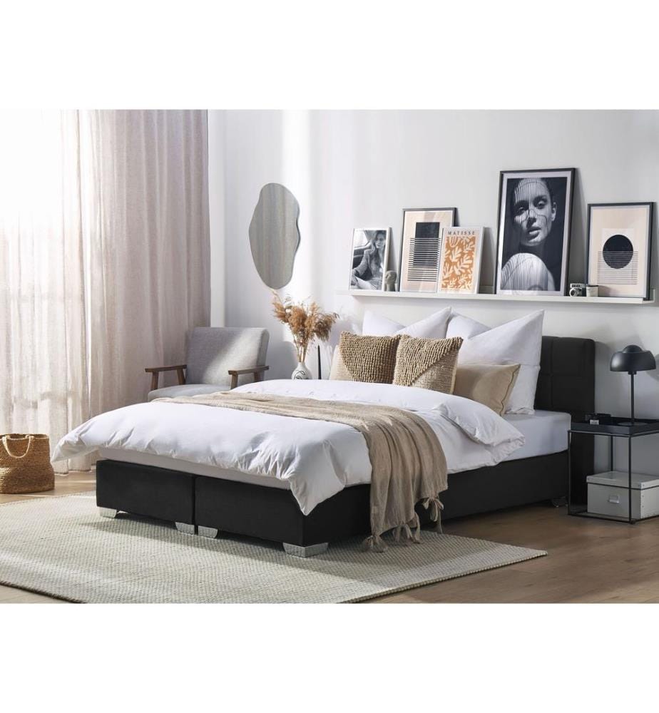 Lit Boxspring Tissu ADMIRAL 180 x 200 cm Noir