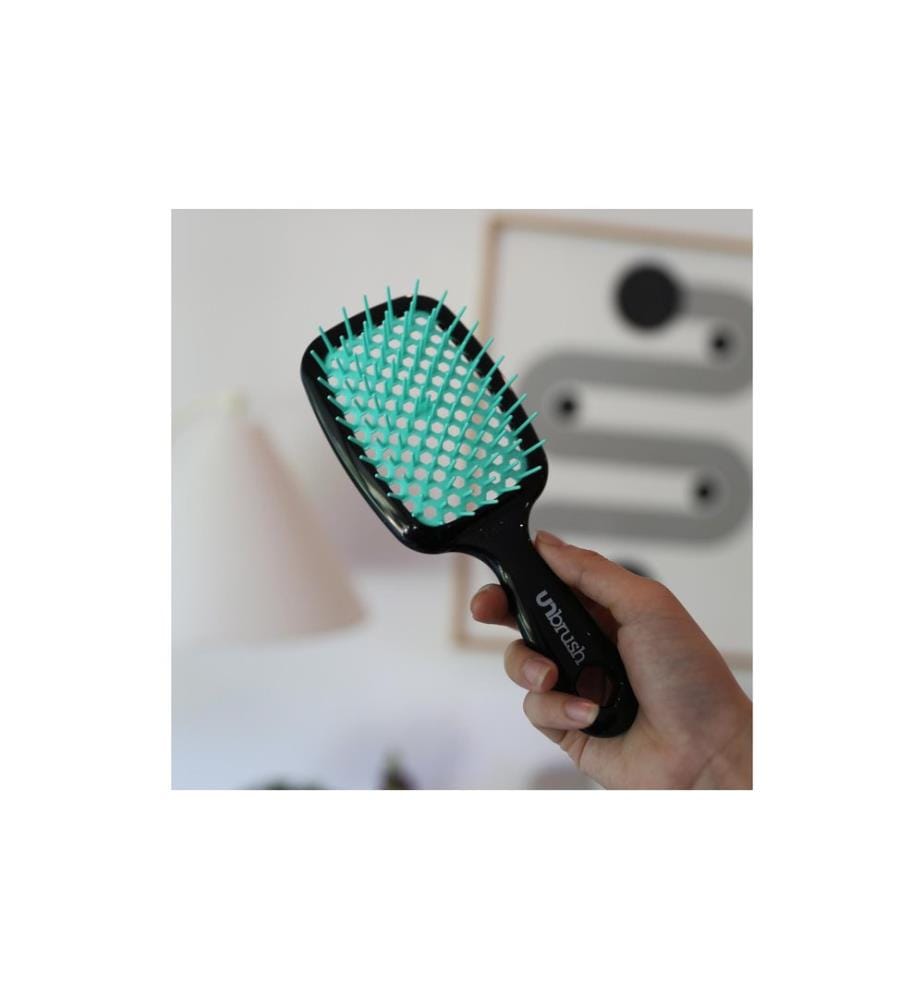 Unbrush - Brosse à démêler, manche noir, Lagoon