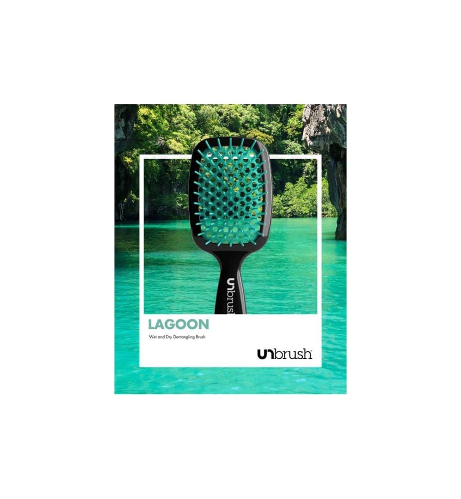 Unbrush - Brosse à démêler, manche noir, Lagoon