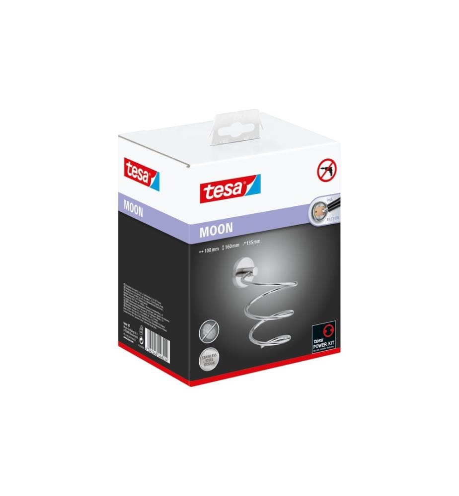 TESA - Support de sèche-cheveux Moon sans perçage, argent