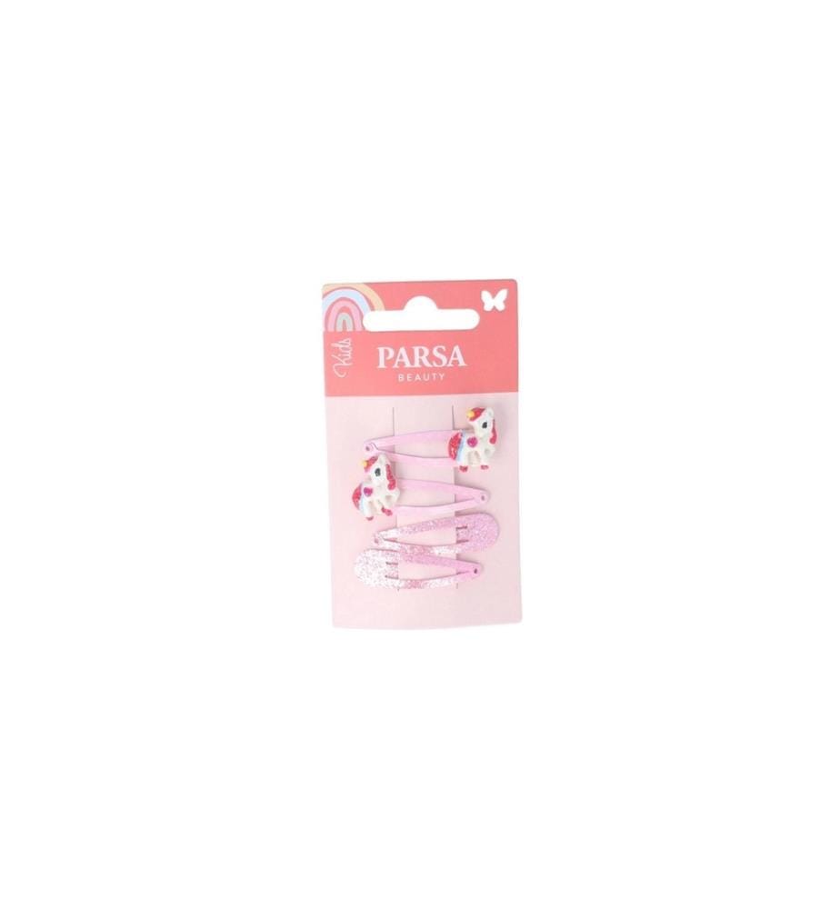 Parsa Beauty - Kids Haarclips, Einhorn und Glitzer 4 Stück