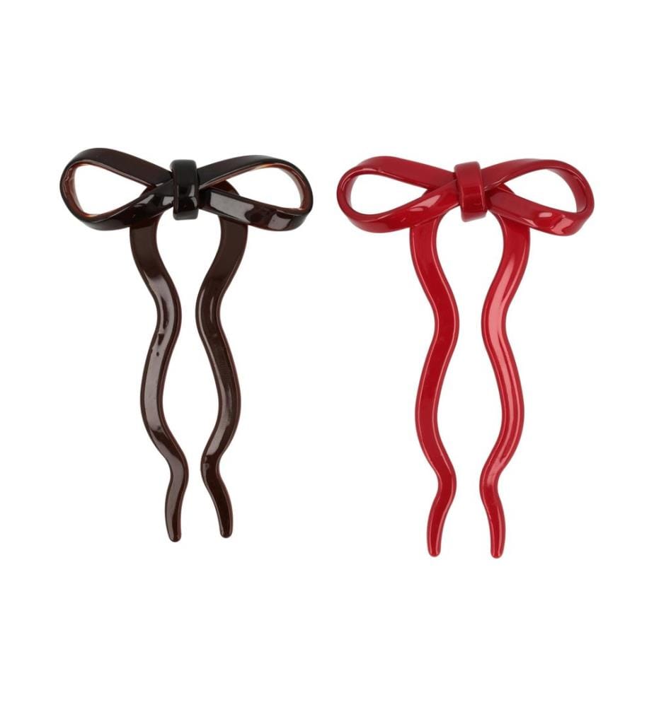 Trisa Accessoires - Set d'épingles à cheveux Marron/rouge