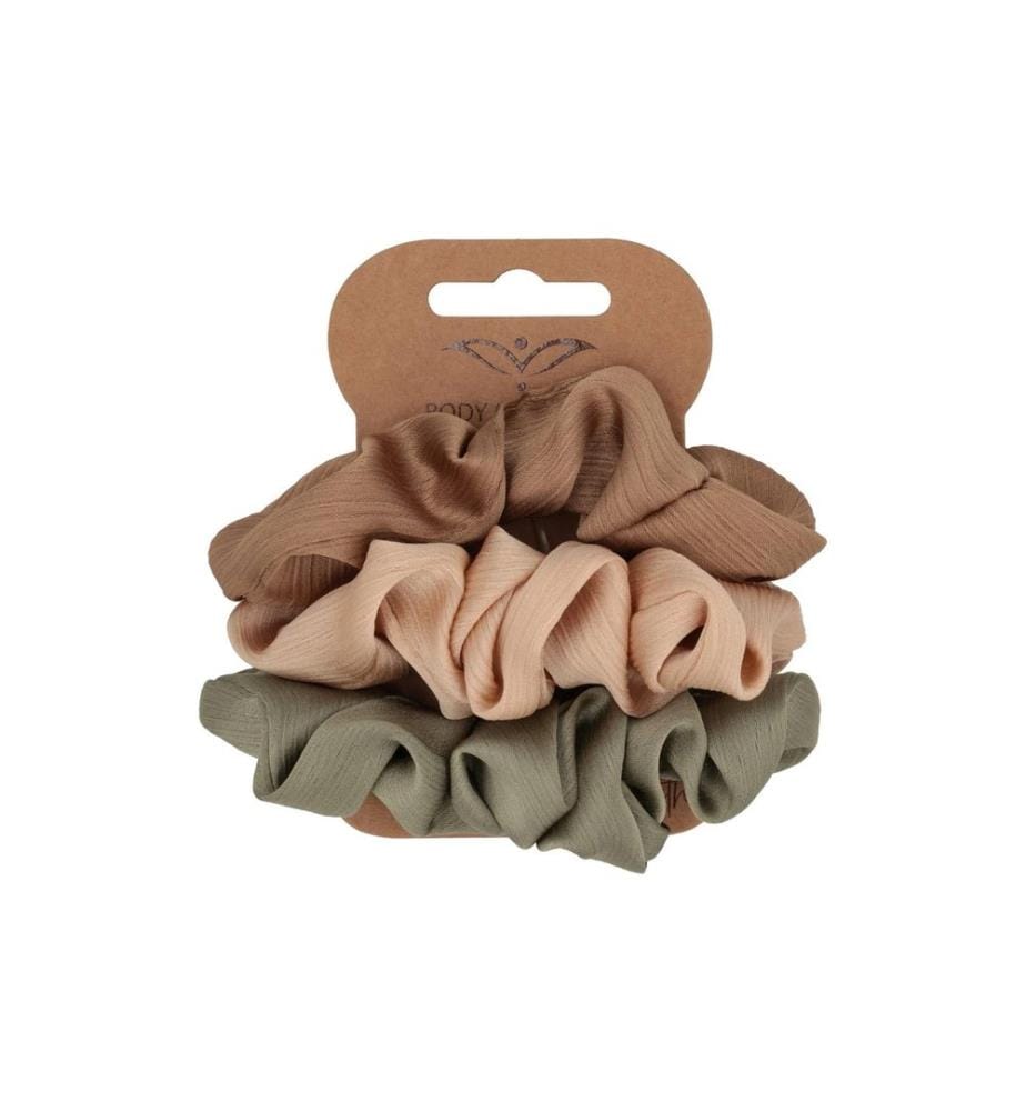 Body Mind Soul - Scrunchy Yoga, Vert olive, Beige, Marron clair 3 pièces