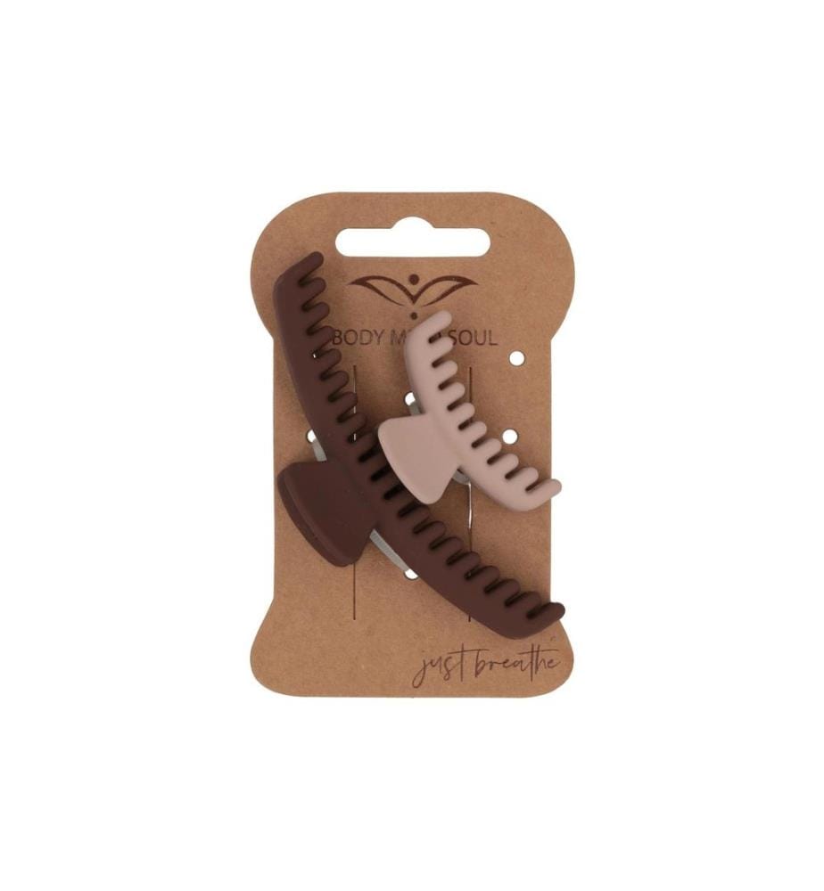 Body Mind Soul - Pince crabe Yoga beige et marron 2 pièces