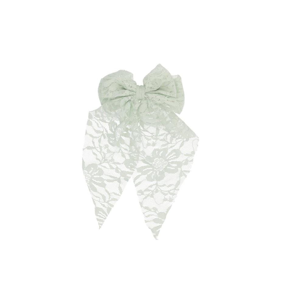 Trisa Accessoires - Haarbarrette mit Spitzenschleife, Salbeigrün