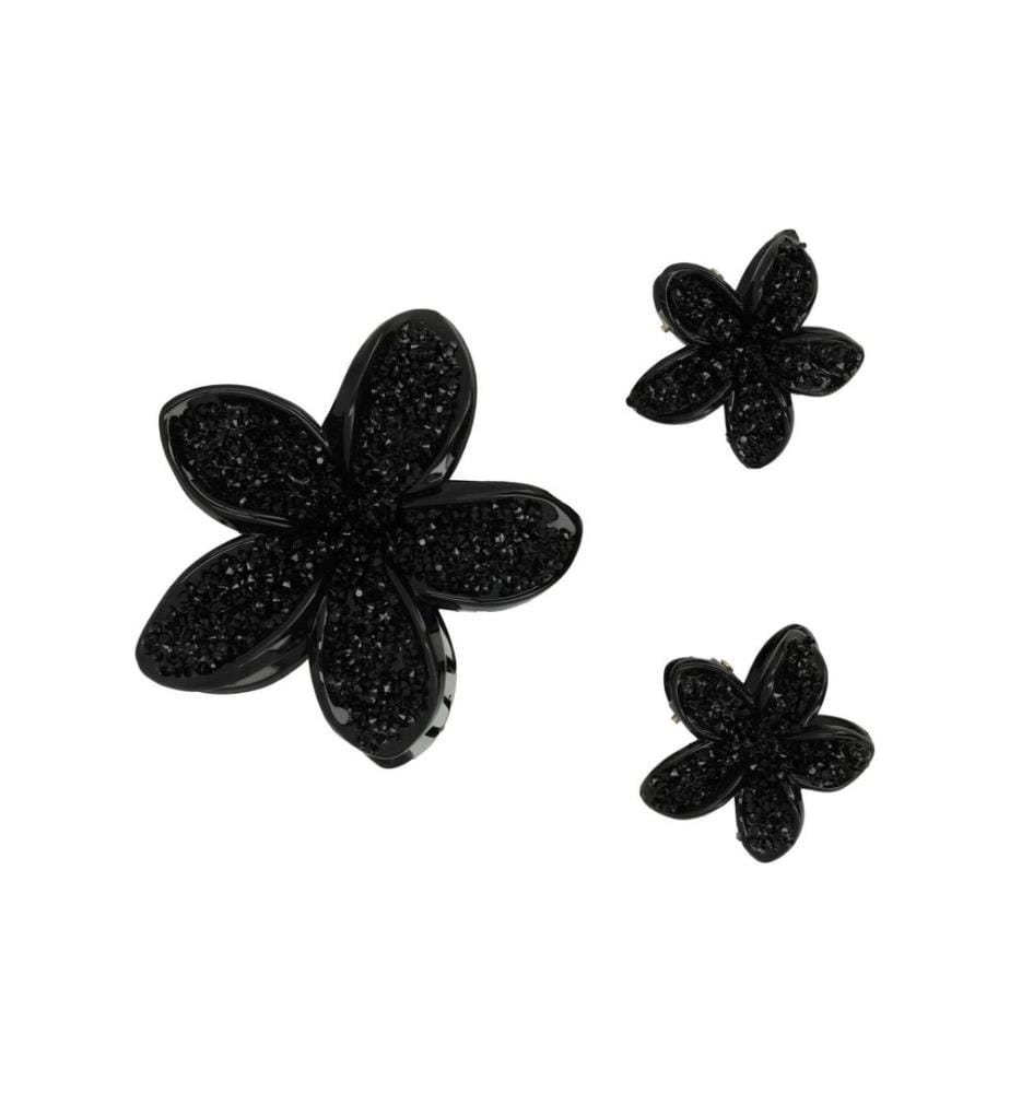 Trisa Accessoires - Pince à cheveux Lotus avec effet cristal, noir