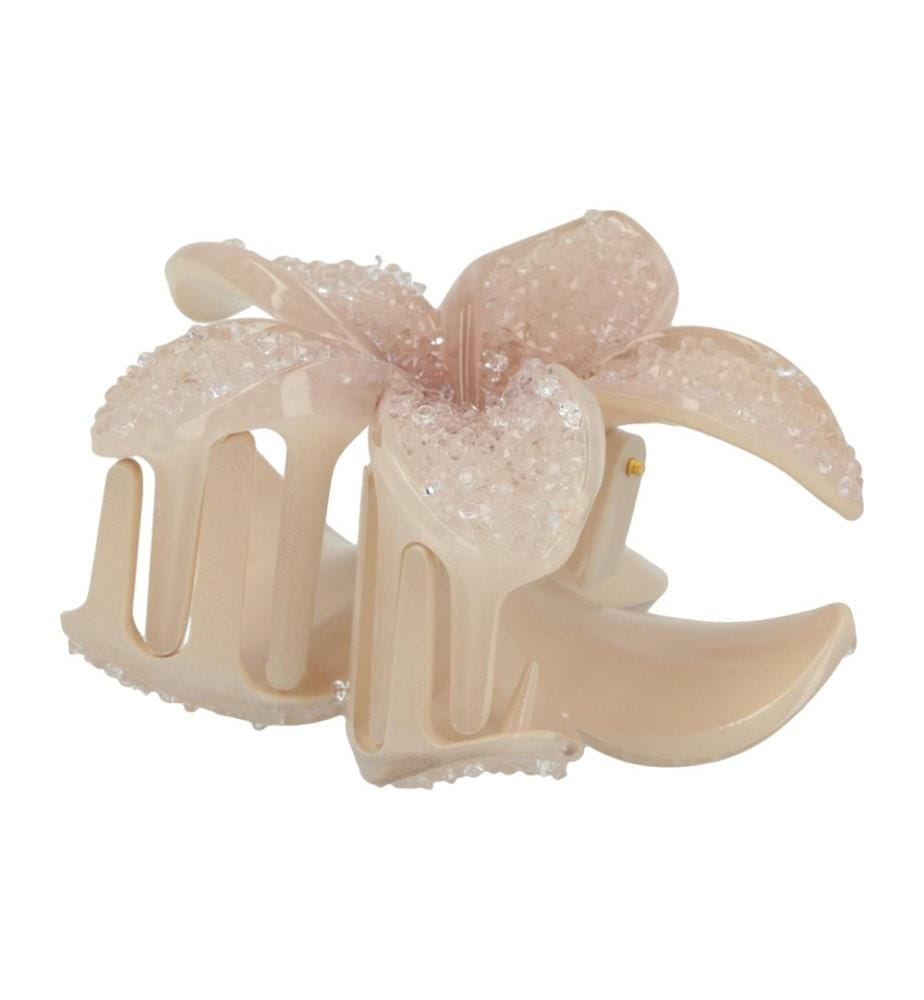 SOLEY - Pince à cheveux en forme de fleur Beige 8 cm
