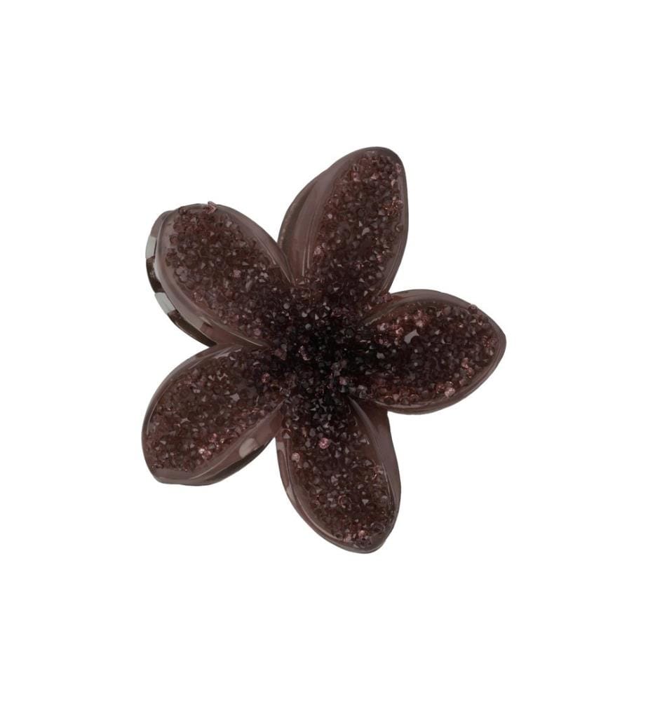 SOLEY - Pince à cheveux en forme de fleur Marron 8 cm