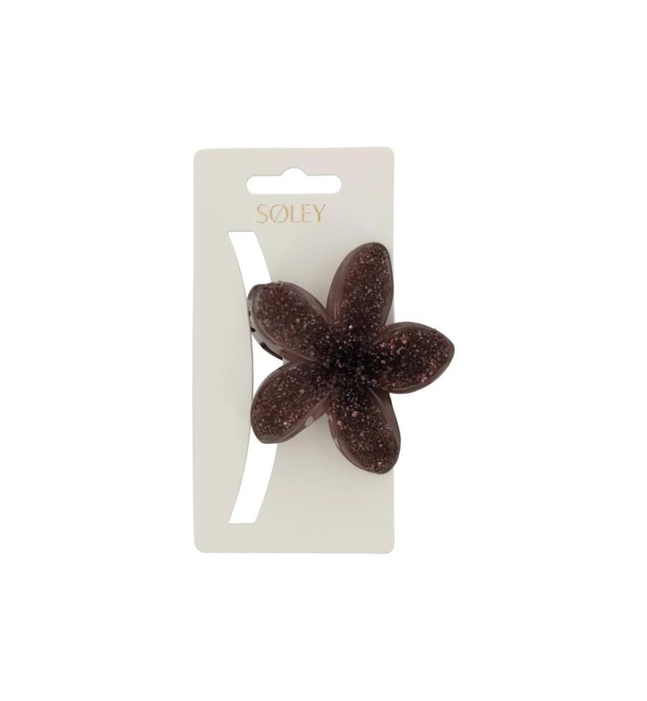 SOLEY - Pince à cheveux en forme de fleur Marron 8 cm