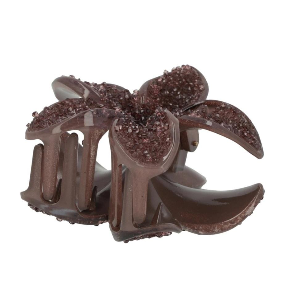 SOLEY - Pince à cheveux en forme de fleur Marron 8 cm