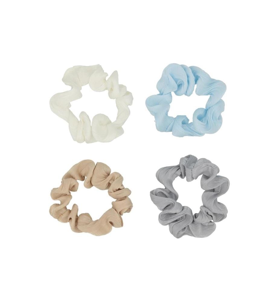SOLEY - Scrunchie 4 Stück Off-White, Blau, Hellbraun