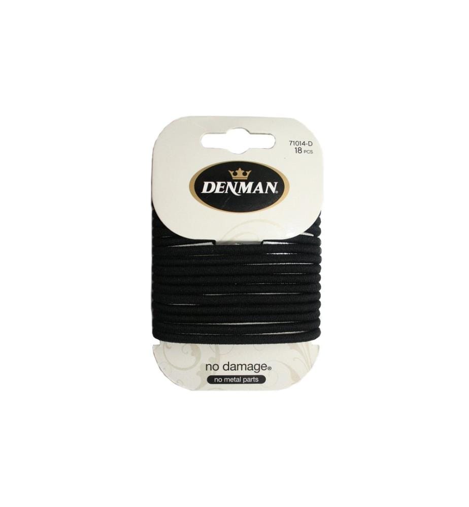 DENMAN - No Damage Elastics Zopfgummis 4 mm Schwarz 18er-Pack