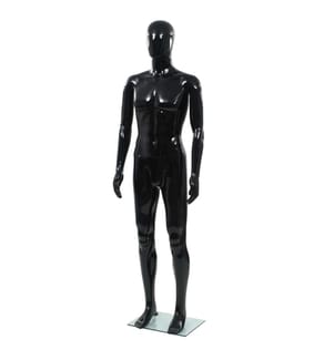 Männliche Schaufensterpuppe mit Glassockel Schwarz 185 cm