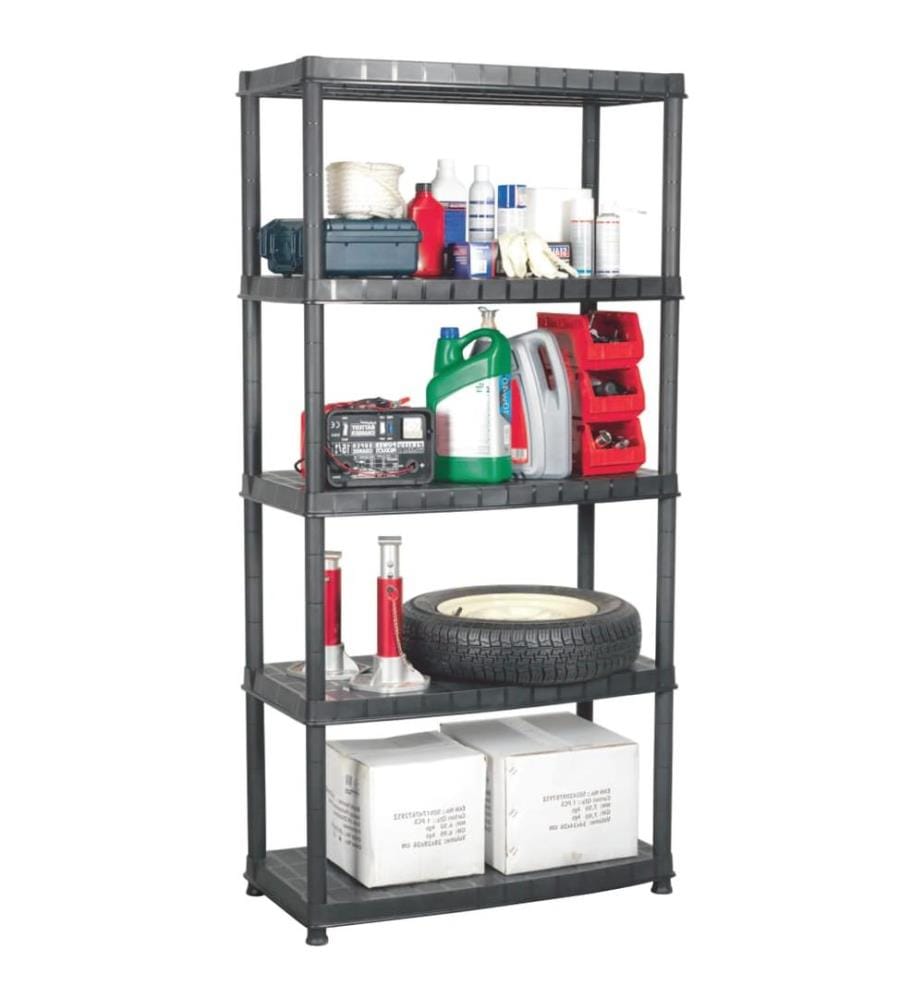 Étagère de rangement à 5 niveaux Noir 91,5x45,7x185cm Plastique