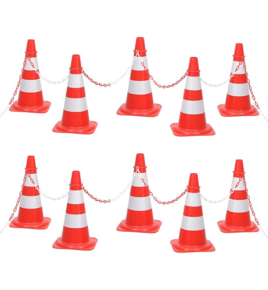 Leitkegel-Set mit 10 m Kette Rot und Weiss