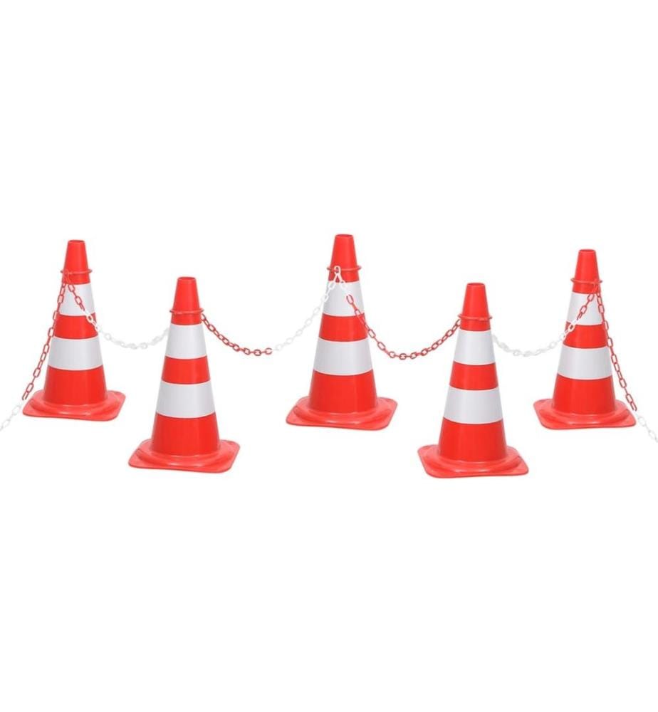 Leitkegel-Set mit 10 m Kette Rot und Weiss