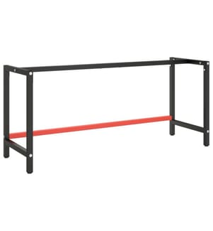 Werkbankgestell Mattschwarz und Mattrot 180x57x79 cm Metall